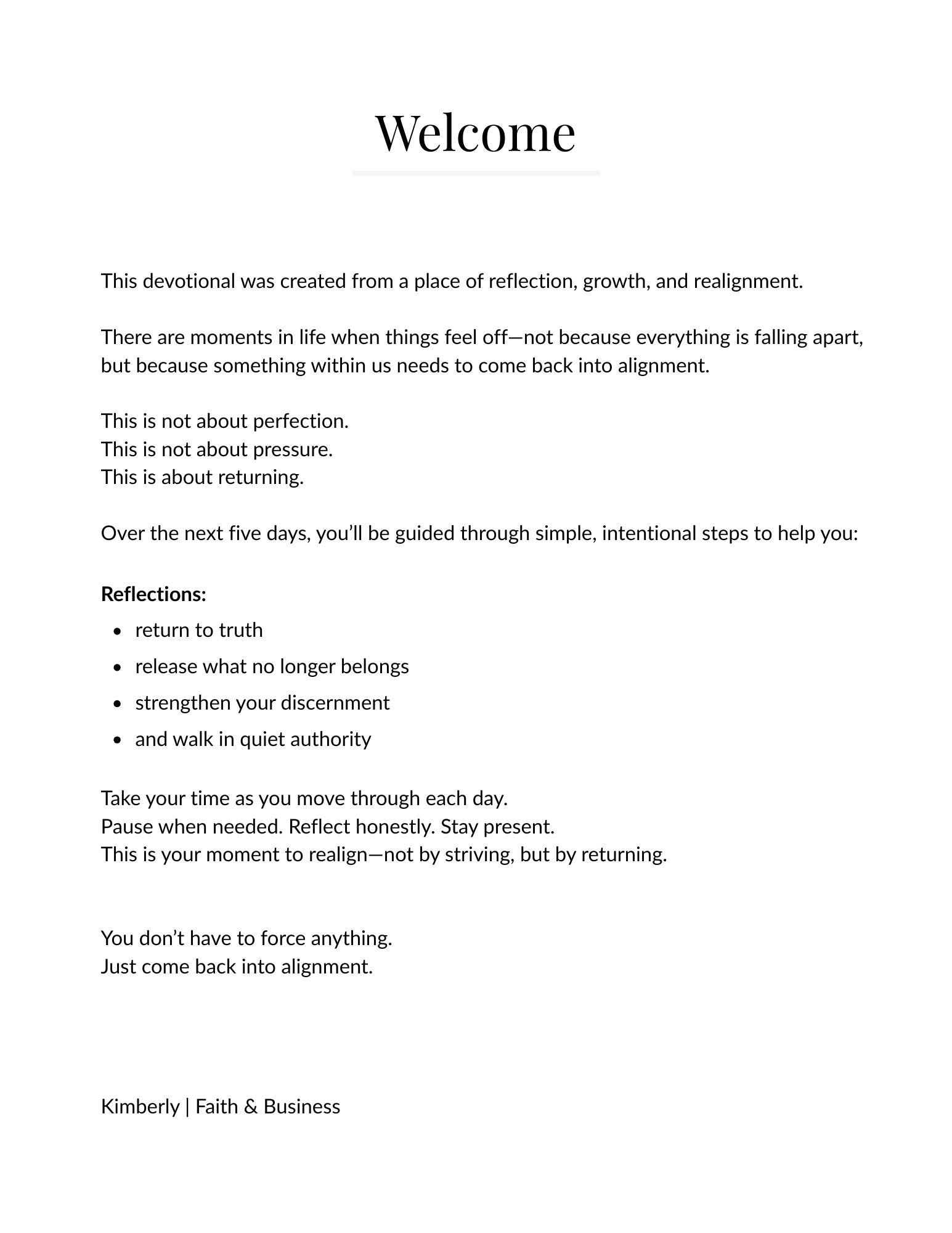 Return & Realign: A 5-Day Devotional for Clarity, Alignment & Quiet Authority