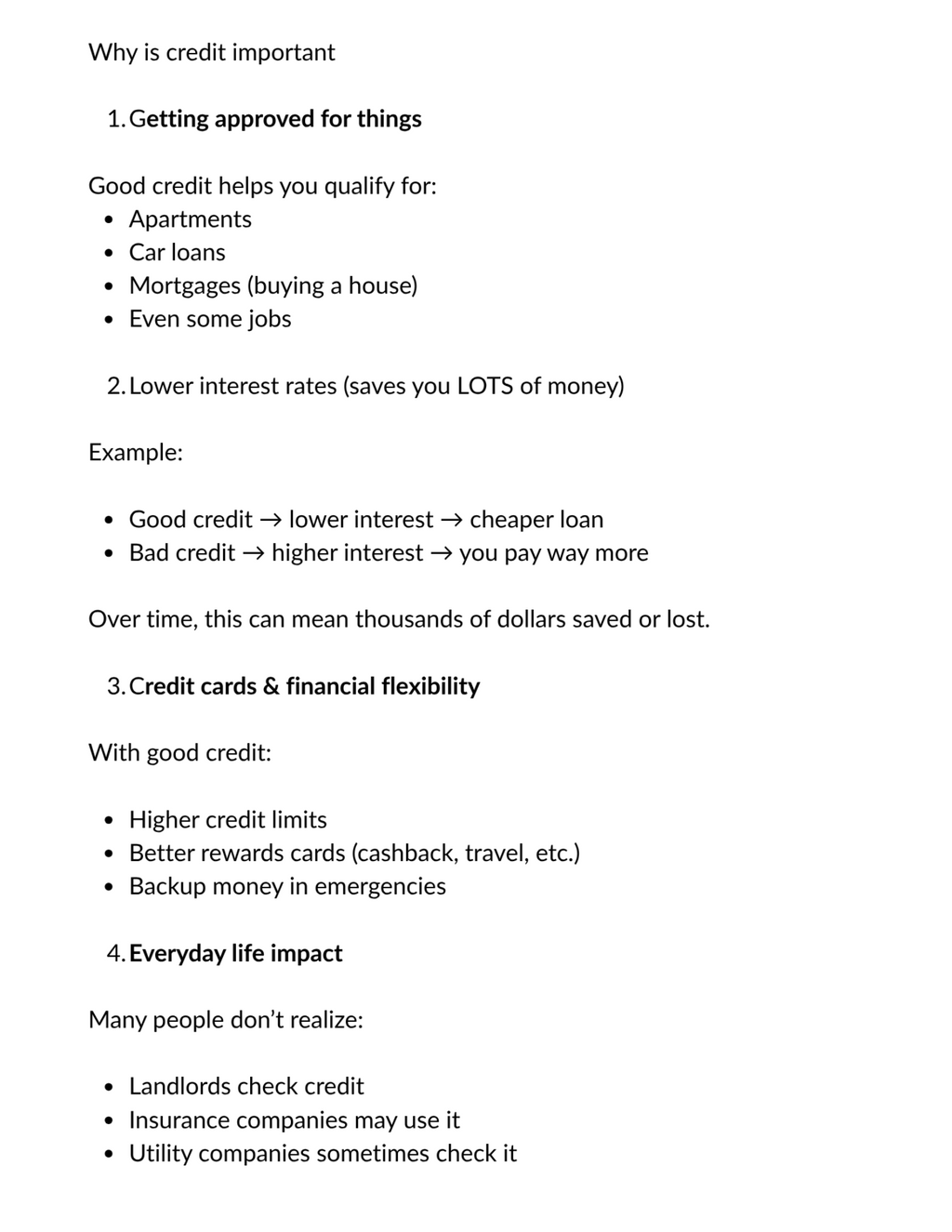 Understanding credit basics including why credit matters and how to start building credit responsibly.