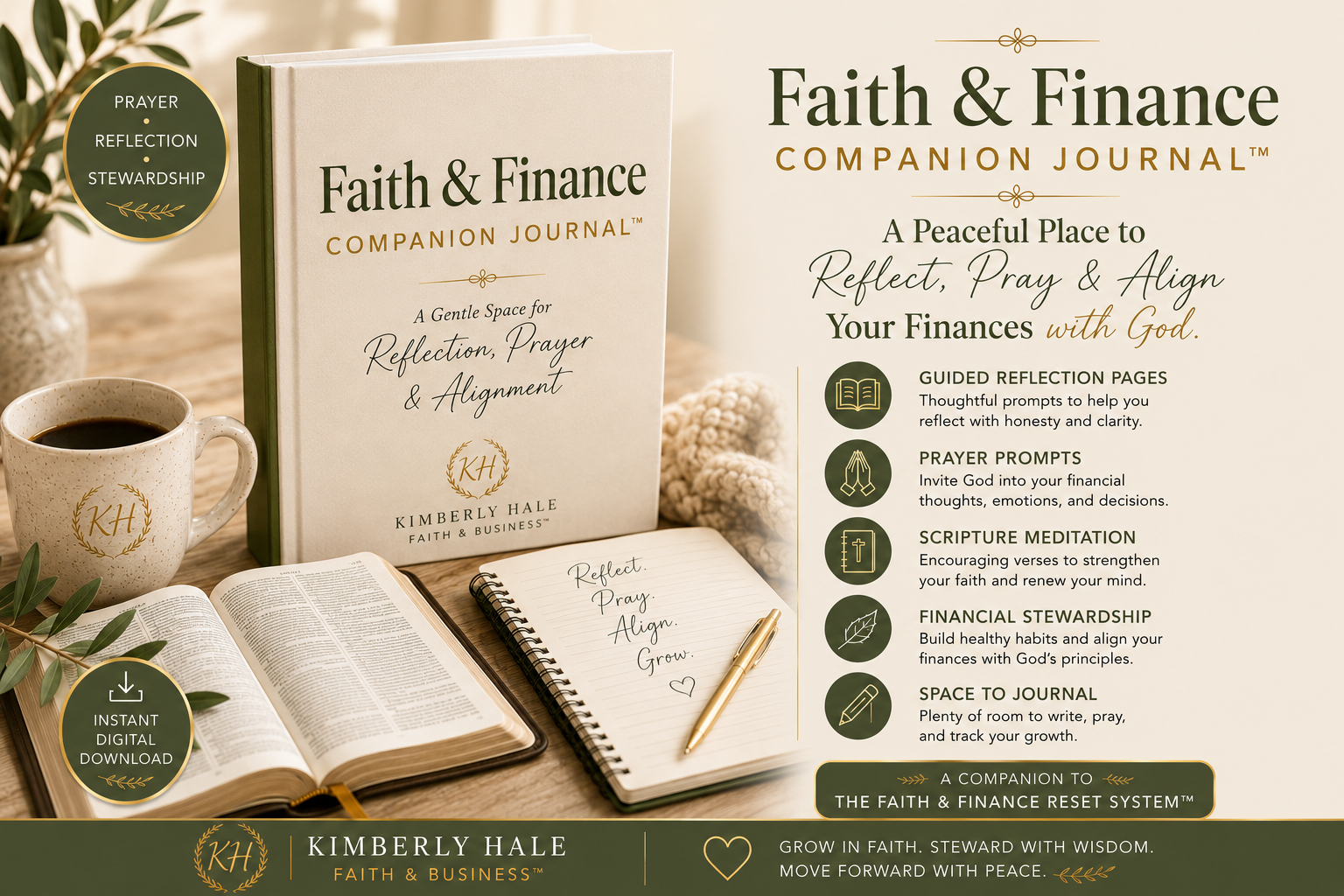 Faith & Finance Companion Journal by Kimberly Faith & Business – Guided faith-based journal for prayer, reflection, financial stewardship, and personal growth.