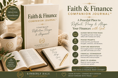 Faith & Finance Companion Journal by Kimberly Faith & Business – Guided faith-based journal for prayer, reflection, financial stewardship, and personal growth.