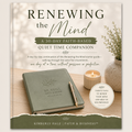 Renewing the Mind™ 30-Day Companion by Kimberly Hale featuring a journal, candle, pen, and peaceful neutral décor for daily Scripture reflection and quiet time.